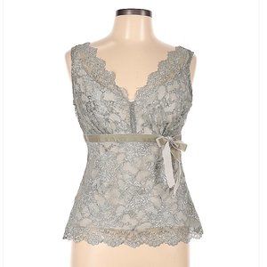ANN Taylor LOFT Silver & Gray Lace Sleeveless Blouse Size 6
